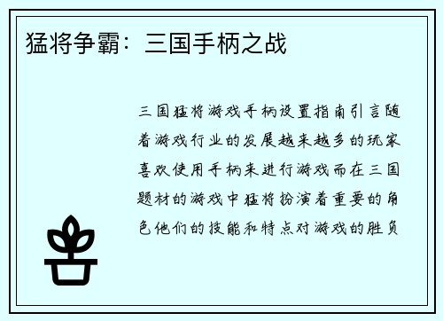 猛将争霸：三国手柄之战
